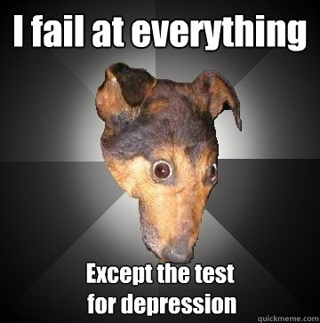I fail at everything Except the test
 for depression  Depression Dog