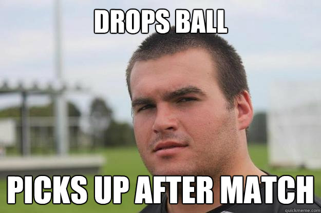 drops ball picks up after match - drops ball picks up after match  Bambam