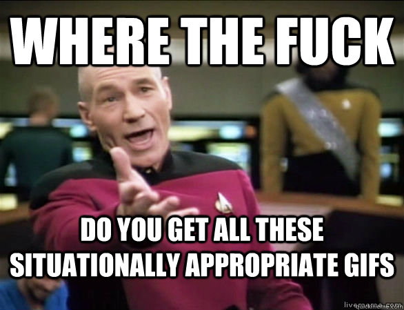 Where the fuck Do you get all these situationally appropriate gifs  Annoyed Picard HD