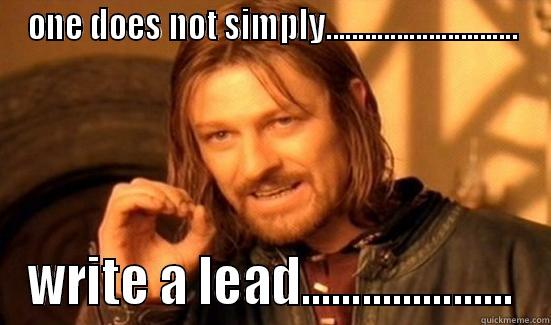 ONE DOES NOT SIMPLY.............................. WRITE A LEAD..................... Boromir