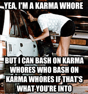 Yea, I'm a Karma Whore But I Can Bash on karma whores who bash on karma whores if that's what you're into  Karma Whore