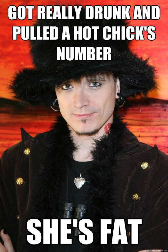 Got really drunk and pulled a hot chick's number She's fat  Lolgame