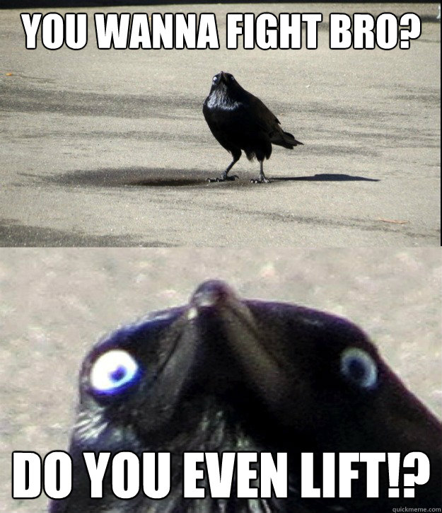 YOU WANNA FIGHT BRO? DO YOU EVEN LIFT!?  Insanity Crow