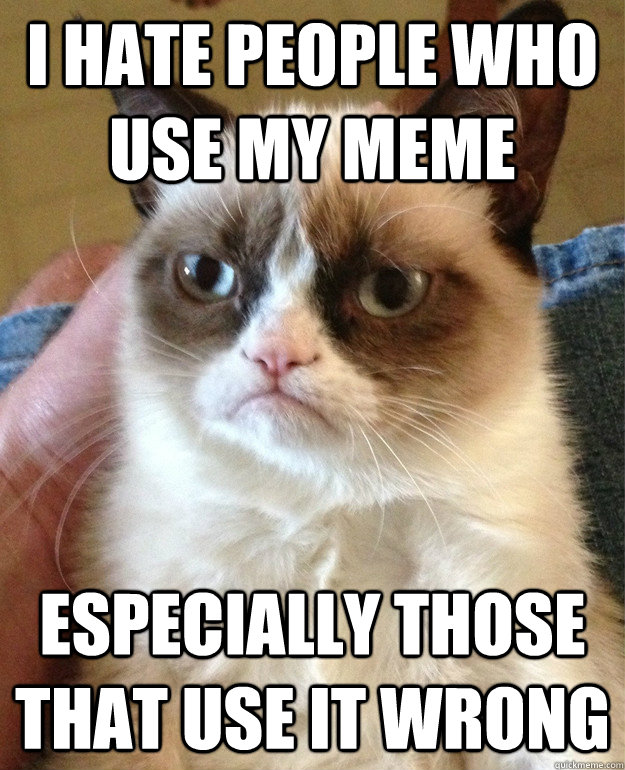 I hate people who use my meme especially those that use it wrong  Grump Cat