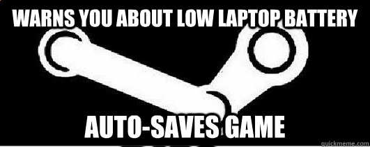 warns you about low laptop battery auto-saves game  