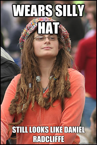 wears silly hat STILL LOOKS LIKE DANIEL RADCLIFFE  College Liberal