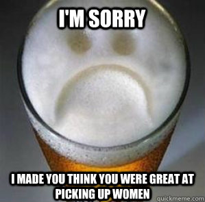 I'm sorry I made you think you were great at picking up women  Confession Beer