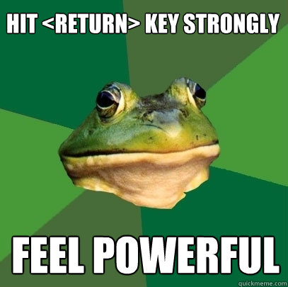 Hit <return> key strongly feel powerful  Foul Bachelor Frog