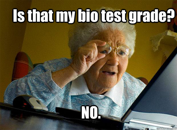 Is that my bio test grade? NO.  Grandma finds the Internet