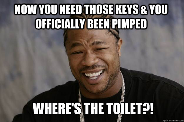now you need those keys & you officially been pimped WHERE's the TOILET?!  Xzibit meme