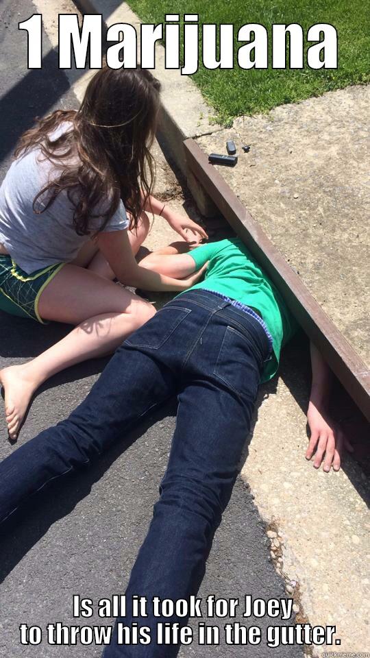 1 MARIJUANA IS ALL IT TOOK FOR JOEY TO THROW HIS LIFE IN THE GUTTER.  Misc