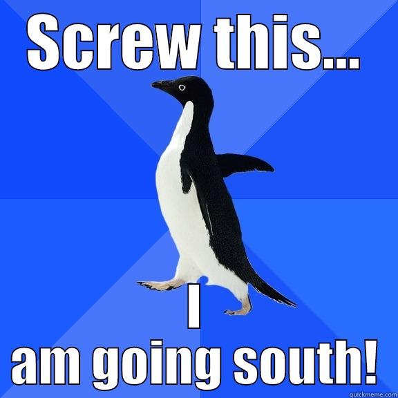 SCREW THIS... I AM GOING SOUTH! Socially Awkward Penguin