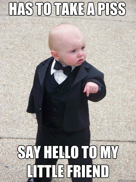 Has To Take A Piss say hello to my little friend   Baby Godfather