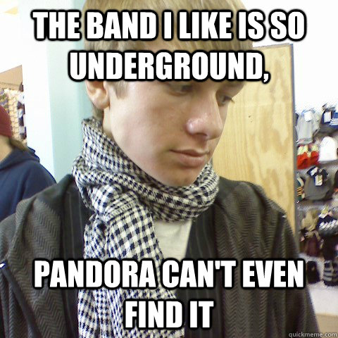 The band I like is so underground, pandora can't even find it  First World Problems Hipster