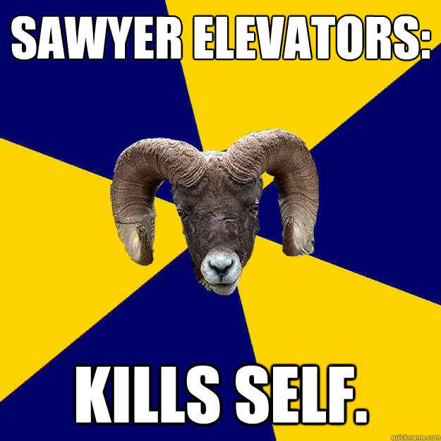 Sawyer elevators: Kills self.  Suffolk Kid Ram