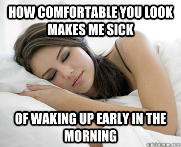 How comfortable you look makes me sick of waking up early in the morning  Sleep Meme