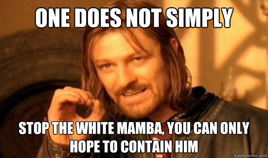One Does Not Simply STOP The White Mamba, YOU CAN ONLY HOPE TO﻿ CONTAIN HIM  Boromir
