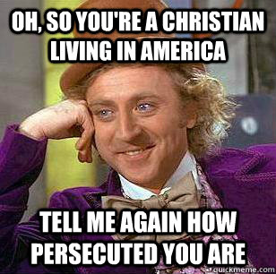 oh, so you're a christian living in america tell me again how persecuted you are  