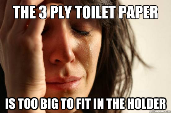 The 3 ply Toilet Paper Is too big to fit in the holder  First World Problems