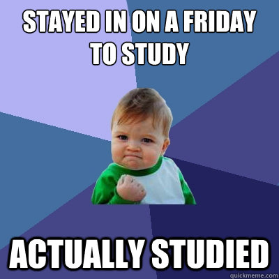 stayed in on a friday to study actually studied  Success Kid