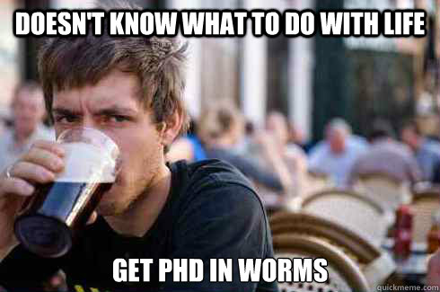 Doesn't know what to do with life get phd in worms  Lazy College Senior