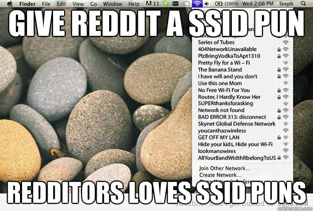Give reddit a SSID pun Redditors loves SSID puns  SSID pun