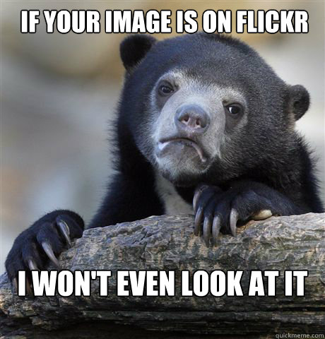 If your image is on Flickr I won't even look at it  Confession Bear