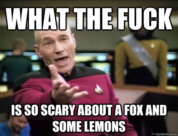 what the fuck is so scary about a fox and some lemons  Annoyed Picard HD
