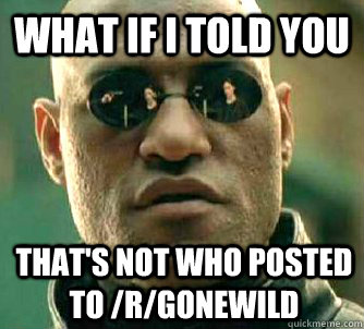 What if I told you That's not who posted to /r/gonewild  What if I told you