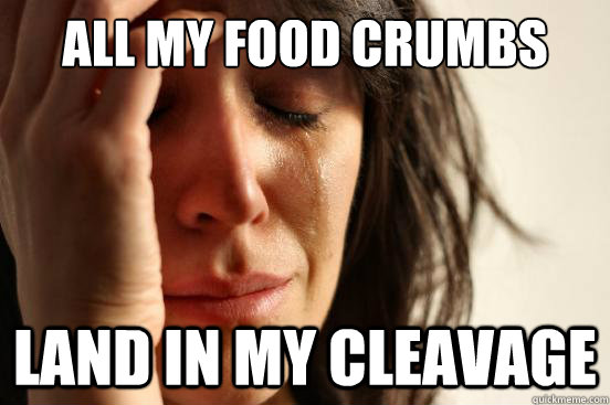 all my food crumbs land in my cleavage  First World Problems