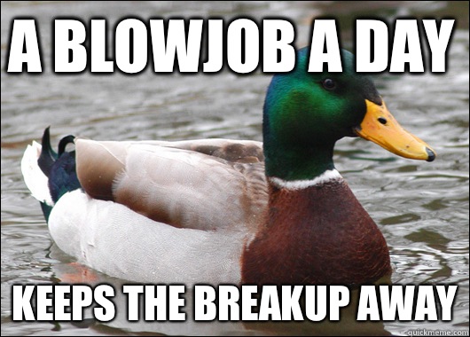 A blowjob a day Keeps the breakup away  Actual Advice Mallard