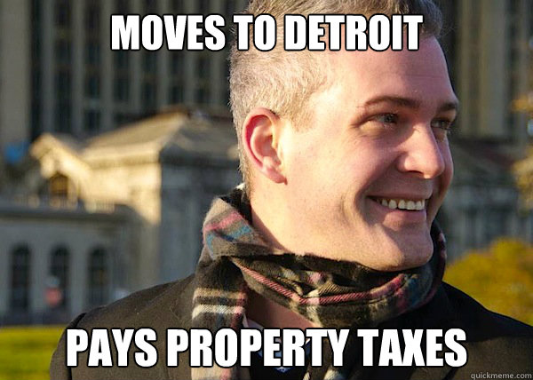 moves to detroit pays property taxes  White Entrepreneurial Guy