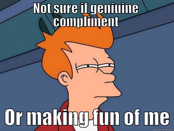 NOT SURE IF GENIUINE COMPLIMENT   OR MAKING FUN OF ME Futurama Fry