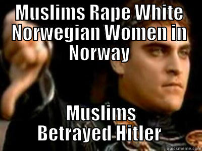 MUSLIMS RAPE WHITE NORWEGIAN WOMEN IN NORWAY  MUSLIMS BETRAYED HITLER Downvoting Roman