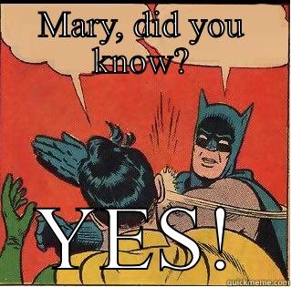 Mary did you know? - MARY, DID YOU KNOW? YES! Slappin Batman