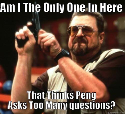 AM I THE ONLY ONE IN HERE  THAT THINKS PENG ASKS TOO MANY QUESTIONS? Am I The Only One Around Here