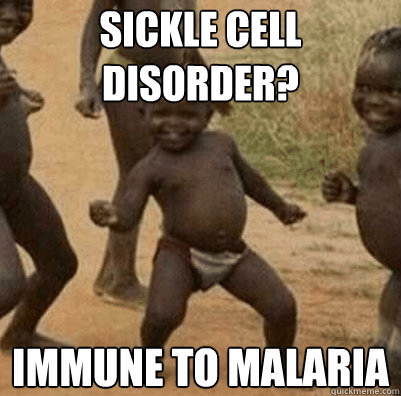 sickle cell disorder? immune to malaria  Third World Success Kid