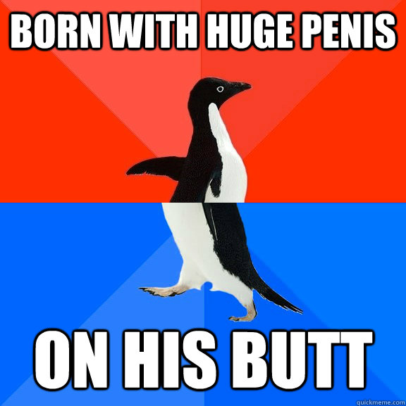 born with huge penis on his butt  Socially Awesome Awkward Penguin