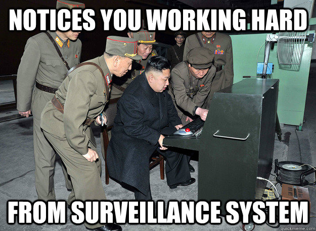 Notices you working hard From surveillance system  kim jong un