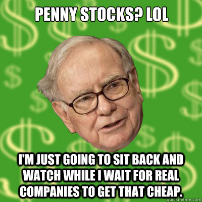 Penny Stocks? LOL I'm just going to sit back and watch while i wait for real companies to get that cheap.  Warren Buffett