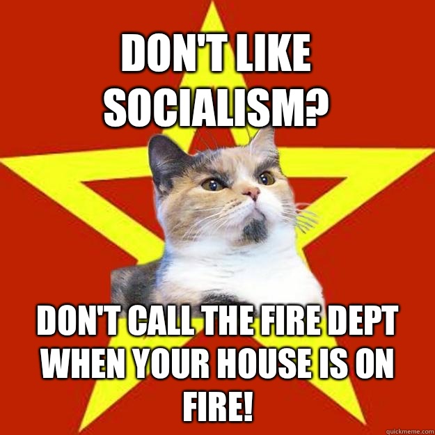 Don't like Socialism? Don't call the Fire dept
When your house is on fire!  Lenin Cat