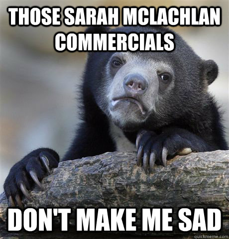 Those Sarah McLachlan commercials Don't make me sad - Those Sarah McLachlan commercials Don't make me sad  Confession Bear