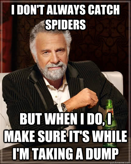 I don't always catch spiders but when I do, I make sure it's while I'm taking a dump  The Most Interesting Man In The World