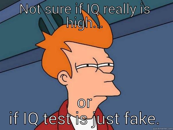 NOT SURE IF IQ REALLY IS HIGH... OR IF IQ TEST IS JUST FAKE. Futurama Fry