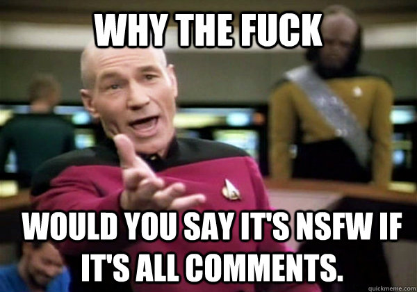 Why the fuck would you say it's NSFW if it's all comments.  Patrick Stewart WTF