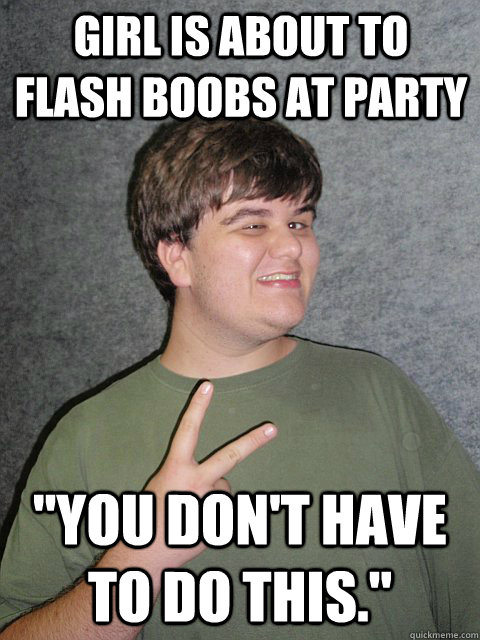 Girl is about to flash boobs at party 