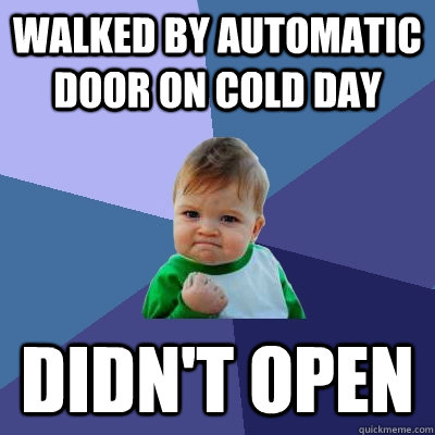 Walked by automatic door on cold day Didn't open  Success Kid