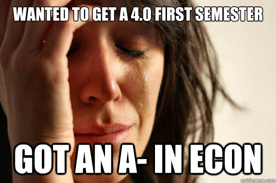 wanted to get a 4.0 first semester Got an A- in Econ  First World Problems