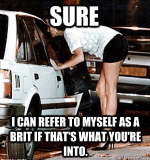 Sure I can refer to myself as a Brit if that's what you're into.  Karma Whore