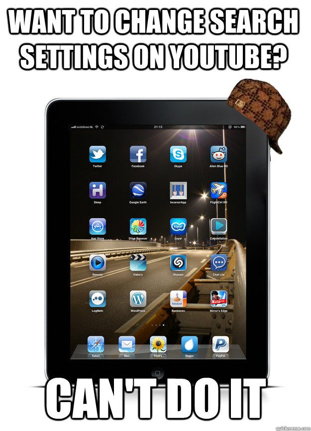 want to change search settings on youtube? can't do it  
